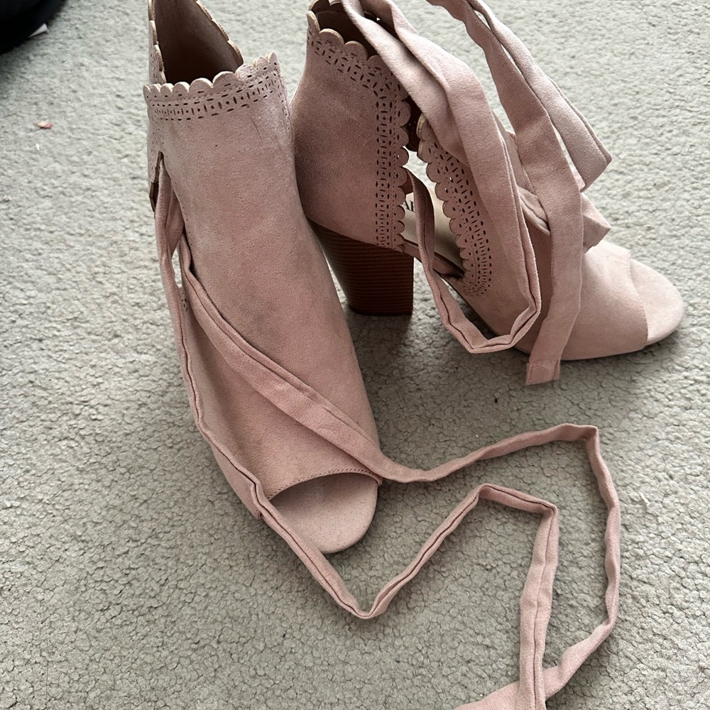 JustFab Blush Heeled Open-Toe Booties --Women's 8